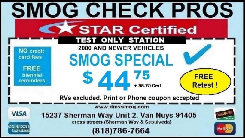 Smog Check Pros, Van Nuys Coupon